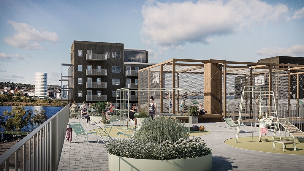 Takterrass med plats för både träning och avkoppling
